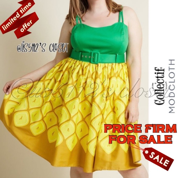 Modcloth Dresses & Skirts - ModCloth x Collectif Jade Pineapple Pin-Up Colada Swing Dress UK 22 // US 18 2X